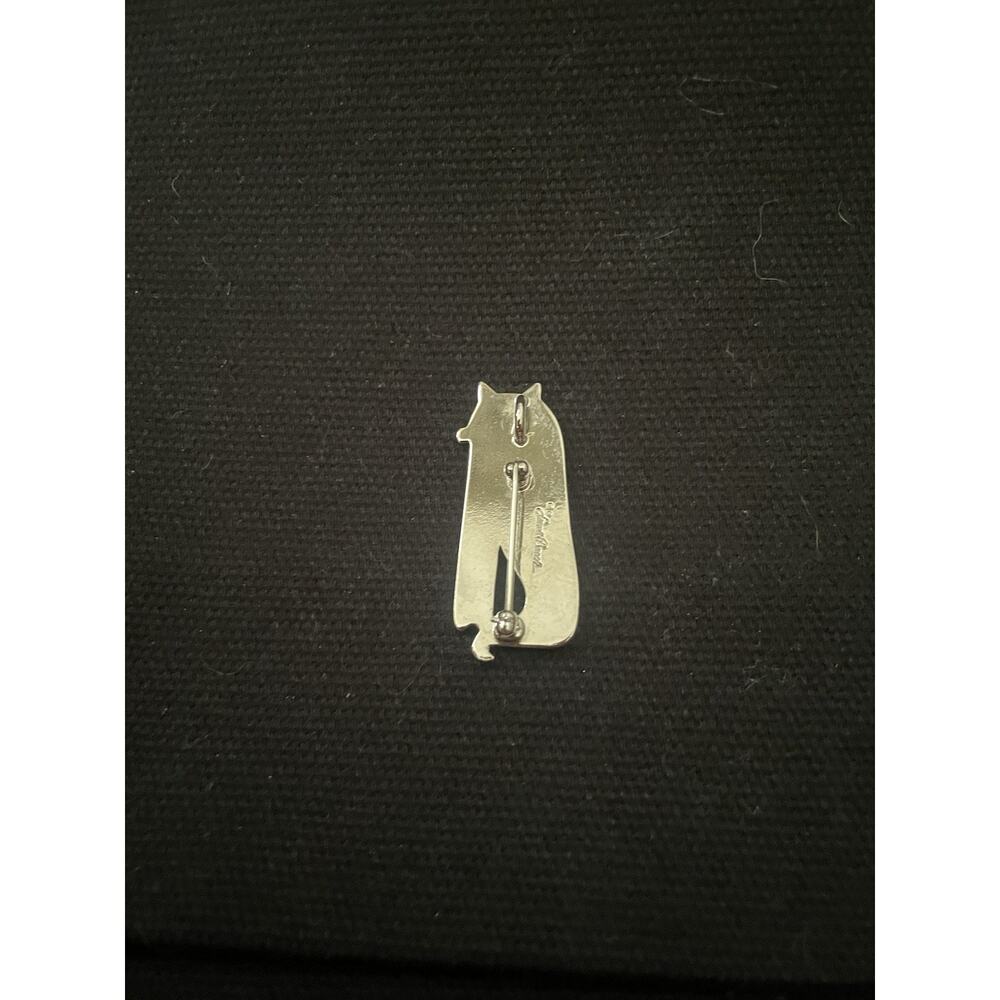 Vintage Laurel Burch Cat Pin Silver Signed Animal Jewelry - Picture 3 of 3